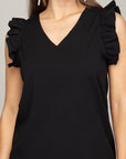 V-Neck Ruffle Sleeve Tee - My Pampered Life Seattle