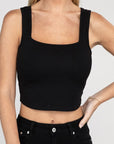 Zenana Cotton Square Neck Cropped Cami Top