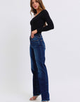 Judy Blue Full Size Raw Hem Straight Leg Jeans