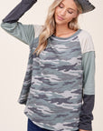 e Luna PLUS Camouflage Color Block Top