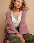 POL Open Front Sweater Cardigan with Pockets