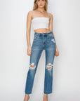 RISEN High Rise Distressed Ankle Jeans