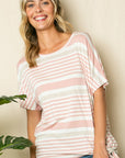 e Luna Striped Front Tie Top