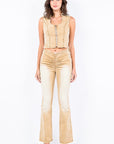 American Bazi V-Cut Ruched Flare Pants