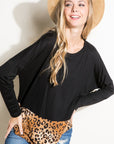 e Luna Plus Solid Cheetah Mixed Casual Top