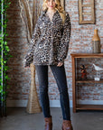 Heimish Full Size Leopard Johnny Collar Long Sleeve Top