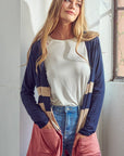 e Luna PLUS Solid Colorblock Cardigan