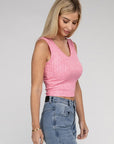 Zenana Ribbed Scoop Neck Cropped Sleeveless Top