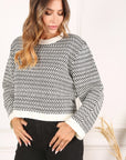 Lilou Herringbone Crew Neck Sweater - My Pampered Life Seattle