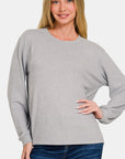 Zenana Hacci Round Neck Long Sleeve T-Shirt