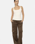 Mono B Elastic Waist Corduroy Cargo Pants