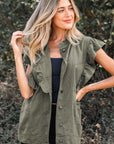 Denim Patchwork Ruffle Sleeve Jacket Vest