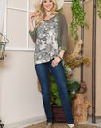 Celeste Full Size Floral Contrast Raglan Sleeve Top