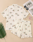 Mallard Ruffle Buttoned Shirt & Shorts Pajama Set