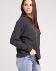 Zenana Hooded Brushed Melange Hacci Sweater