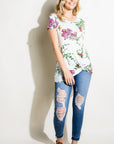 e Luna Floral Jersey Front Twist Tunic Top