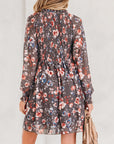 Floral Mesh Long Sleeve Mini Dress