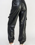 Relaxed Vegan Leather Cargo Pants