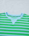 Stripe Puff Sleeve T-Shirt & Drawstring Shorts Set