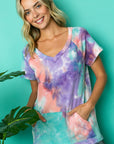 e Luna PLUS Tie Dye Thermal V-Neck Top