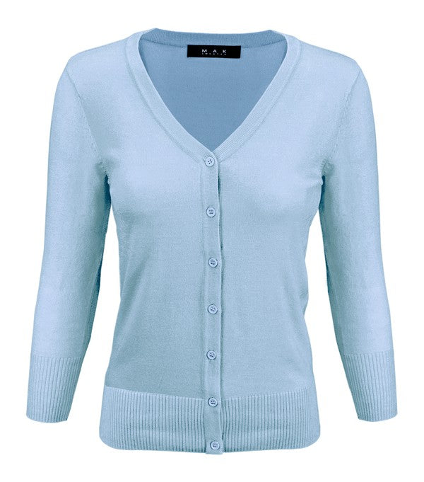 Cute Cardigan Women's Classic Button Down Long Sleeve V Neck Soft Knit  Sweater Teal Sweater