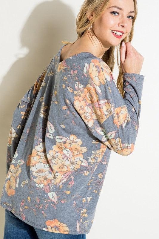 e Luna Floral Loose Fit Boxy Top