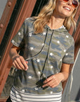 e Luna PLUS Camo Striped Hoodie Top