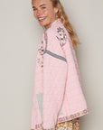 POL Embroidered Open Front Long Sleeve Jacket