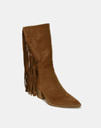 Beast Fashion Suede Fringe Point Toe Boots