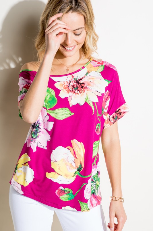 e Luna PLUS Floral One Shoulder Top