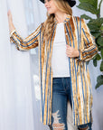 e Luna Striped Velvet Long Cardigan