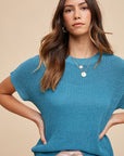 Annie Wear Round Neck Short Sleeve Sweater