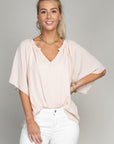 Solid Notched Neck Blouse - Online Only