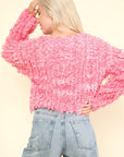 VERY J Shaggy Yarn Knit Zip Up Jacket