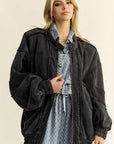 Davi & Dani Exposed Seam Zip Up Dropped Shoulder Jacket