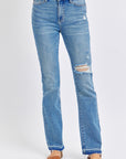 Judy Blue Full Size Mid Rise Destroyed Hem Distressed Jeans