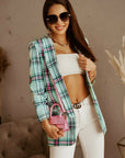 XL Plaid Open Front Blazer