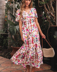 Floral V-Neck Short Sleeve Maxi Dress