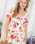 e Luna Allover Floral Print Babydoll Top