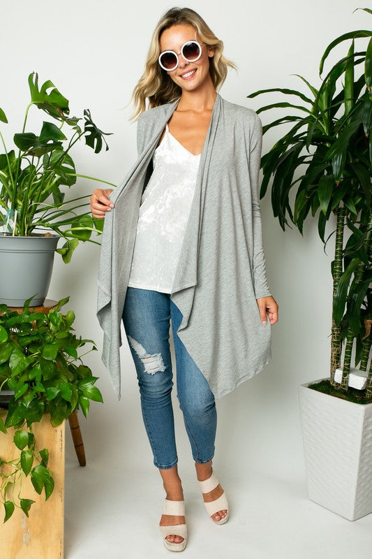 e Luna Solid Jersey Cascading Cardigan