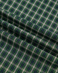 Plaid Shirred High Waist Square Neck Ruffle Hem Dress