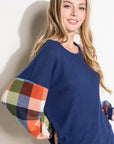 e Luna Plus Multi Plaid Mixed Top