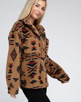 Sherpa Shacket with Aztec Pattern