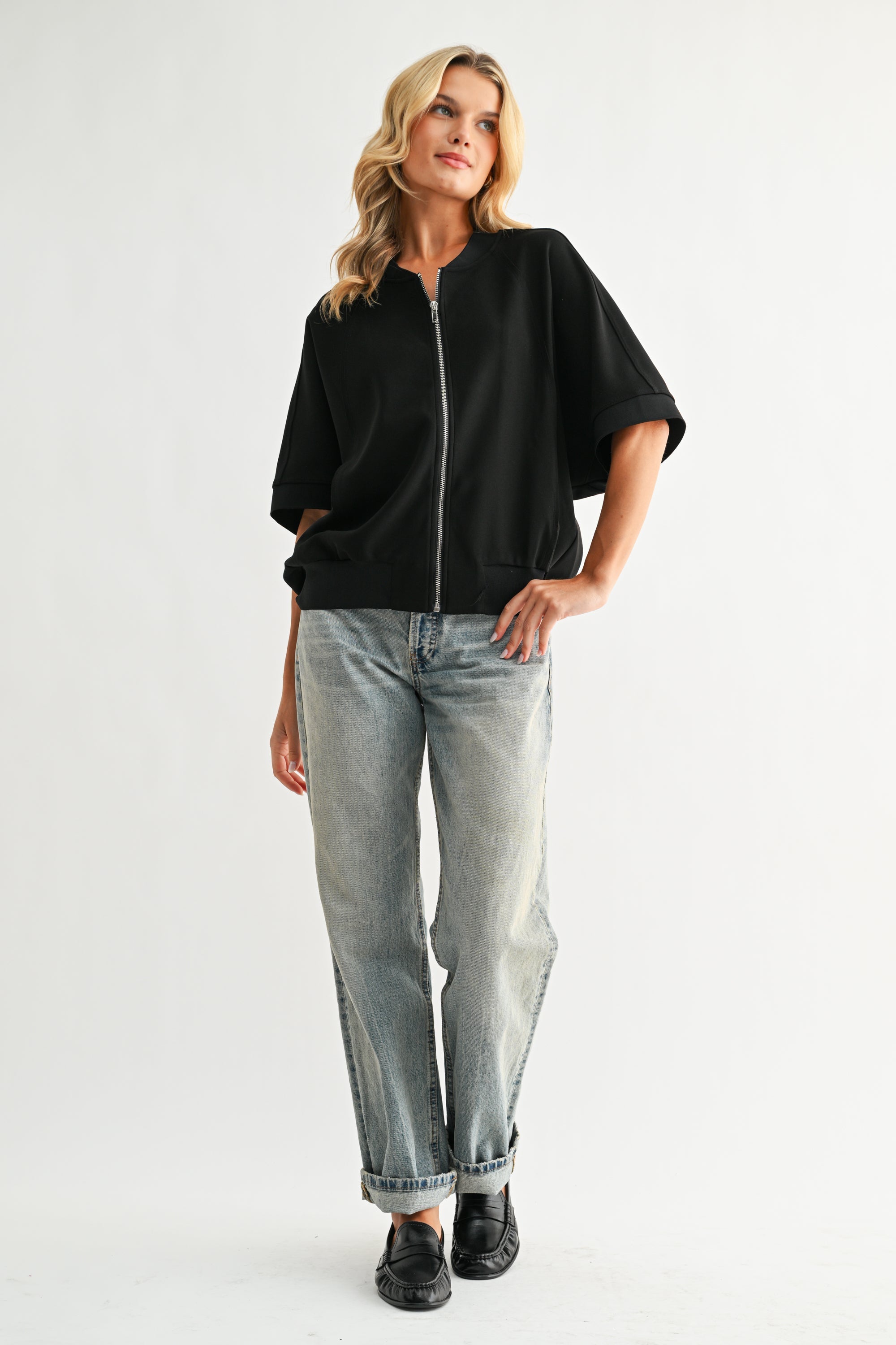 JOH | Katy Stretch Knit Crepe Zipper Jacket