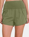 Zenana High-Waisted Zippered Back Pocket Active Shorts