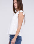 Ruffle Sleeve V Neck Top