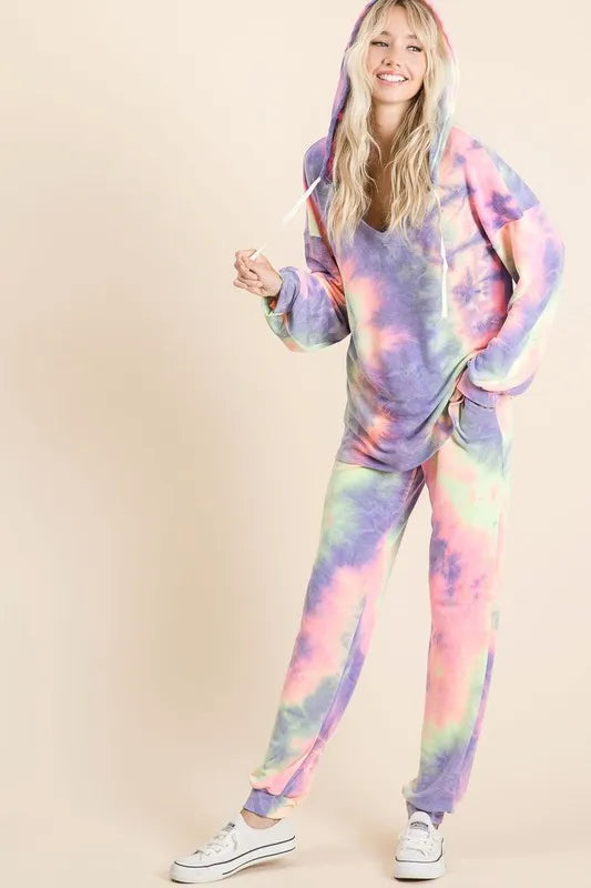 BiBi Tie Dye French Terry Top and Bottom Set