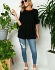 e Luna PLUS Solid Ruffled Sleeve Loose Top