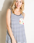 e Luna Striped Floral Mix Tank