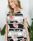 Floral Strip Mix Baseball Top - Online Only - My Pampered Life Seattle